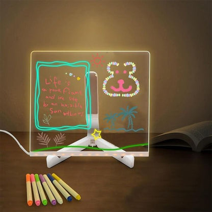 LED Neon Light-Up Drawing Board (acrylic glow board with markers)