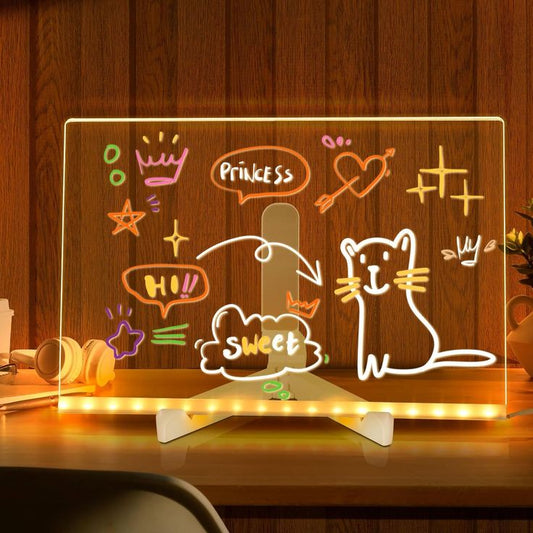 LED Neon Light-Up Drawing Board (acrylic glow board with markers)
