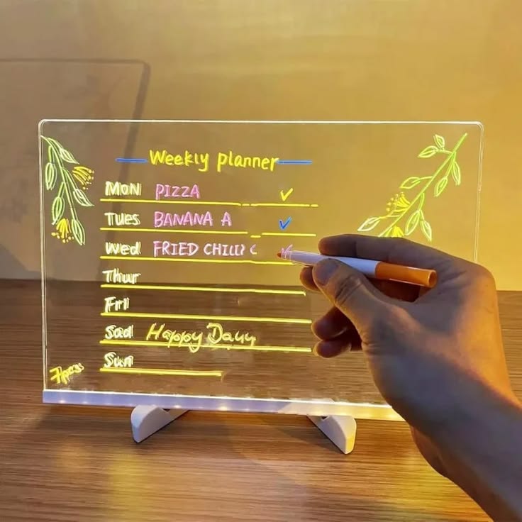 LED Neon Light-Up Drawing Board (acrylic glow board with markers)