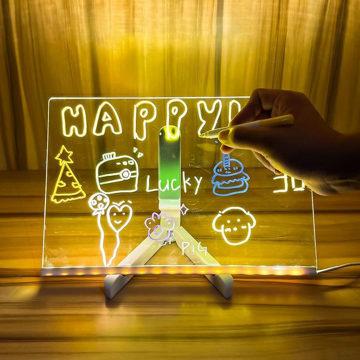 LED Neon Light-Up Drawing Board (acrylic glow board with markers)